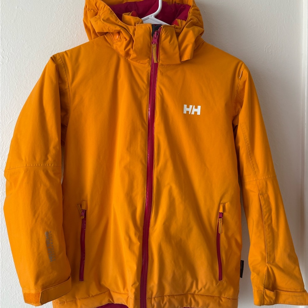 Helly Hansen Youth Orange Hooded Ski Jacket size 12.